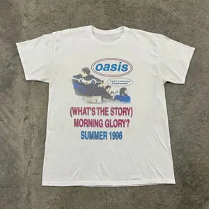 Retro Oasis Lake Lochmore Knabwoth Tour 1996 Unisex White T-Shirt, Sizes S-5XL