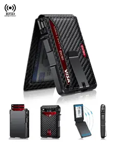 RFID Blocking Card Minimalist Bifold Wallet Pop-Up  Clip and ID Window, Slim Slots Carbon Fiber Minimalist Slim Wallet Minimalist Business Card,Wallets For Men  ﻿