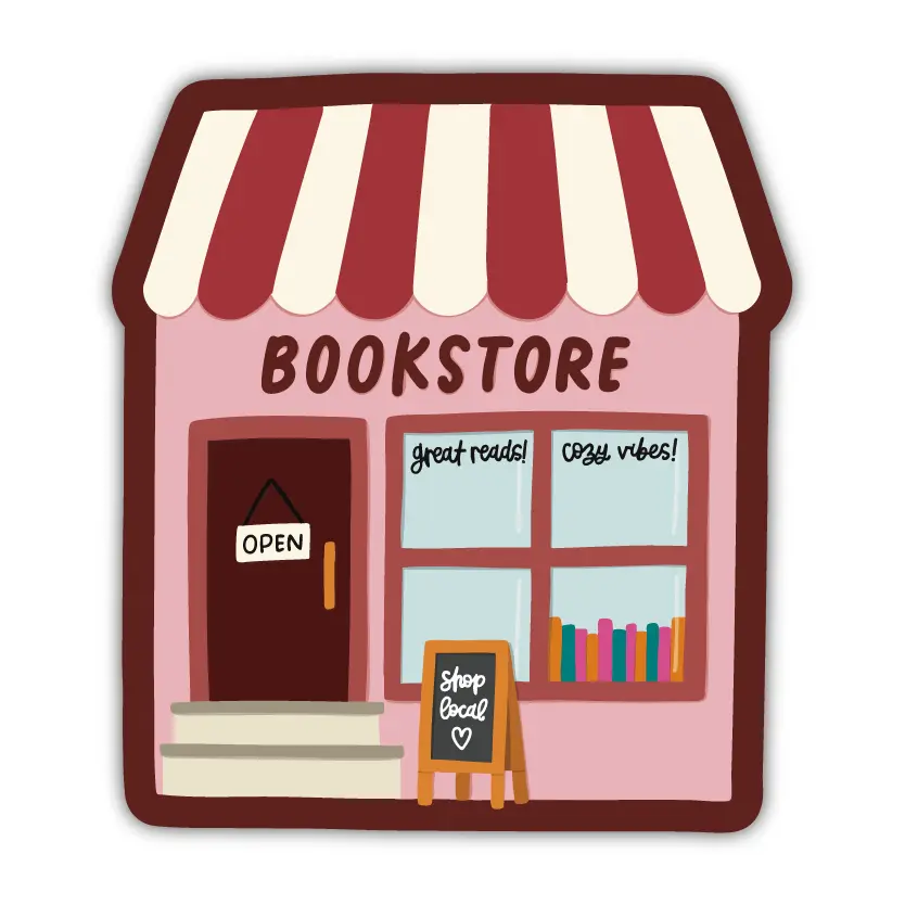 Bookstore Storefront Sticker- Bookish Vinyl Decal for Laptop, Water Bottle, Kindle