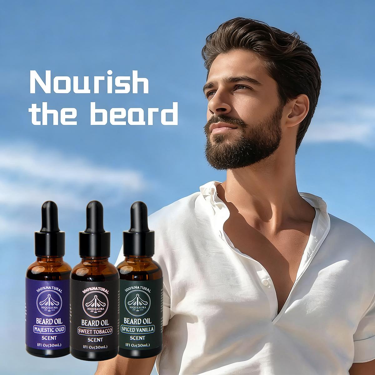 Spiced Vanilla Beard Oil for Men - Natural Mens Beard Oil with Argan and Jojoba Oil - Beard Softener, Strengthens and Moisturizes Hair Care Comfort