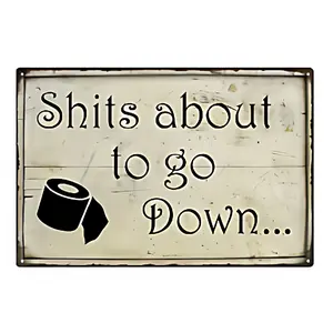 Vintage Bathroom Metal Sign Set — Humorous Retro Bathroom Tin Poster with Funny Quotes, Perfect for Bar Restroom Decor & a Funny Gift, 8 x 12 inches