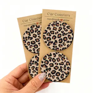 2/4pcs Leopard Print Car Coasters-Non-slip, Durable, and Stylish Car Interior Accessories-Beautifully Packaged, Easy to Clean, Christmas and Birthday Gifts Suitable for Both Men and Women