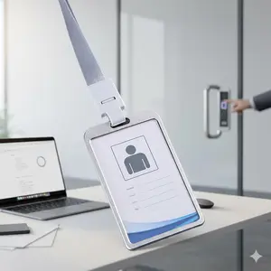 Vertical Metal Badge Holder Set, Anti-Bend Sweat-Proof Business Card Lanyard for Conferences, School ID Campus Access Card Organizer, Durable Multi-Slot Design for Work Badges & Membership Cards.