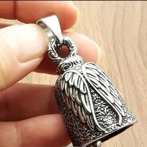 Angel Bell Pendant with Detailed Wings and Textured Design for Stylish Jewelry