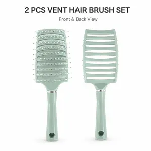 2 Pack Vent Hair Brush Set, Curved Vented Detangling Brush for Wet & Dry Hair, Lightweight Paddle Brush for Blow Drying