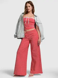 PINK All-Day Cotton™ Foldover Wide-Leg Pants