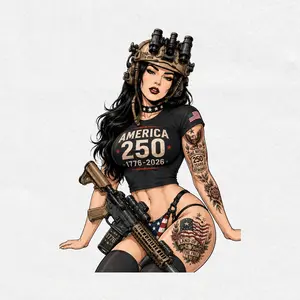 America 250 Pin-Up Girl Sticker  USA 1776-2026 Independence Anniversary Vinyl Decal  Patriotic Tattoo Art
