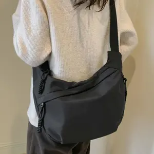 Durable Nylon Crossbody Messenger Bag for Men & Women, Anti-theft Multi-layer Solid Adjustable Crossbody Shoulder Bag. Large Capacity for School, Work, Travel. Available in Black, Blue, White, Orange, Pink. Ideal Gift for Friends, Birthday & Holidays.