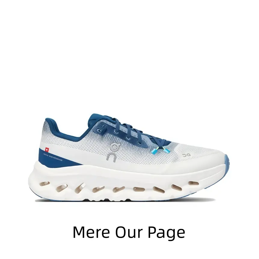 Pure White Mesh Sneakers with Deep Blue Accents & Signature Hollow Pod Midsole – Breathable Upper Meets Responsive Cushioning for All-Day Urban Comfort