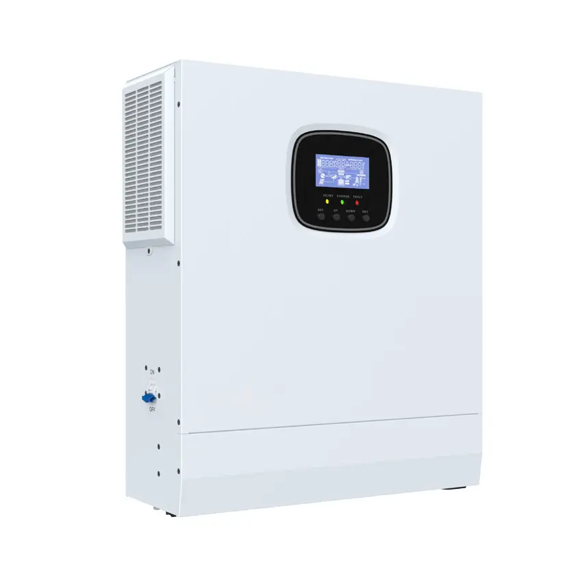 3000W 24V DC to 110V/120V AC Hybrid Solar Inverter Charger - All-in-1 Pure Sine Wave Unit with Built-in 100A MPPT Solar Charge Controller for Off-Grid Home Improvement Systems