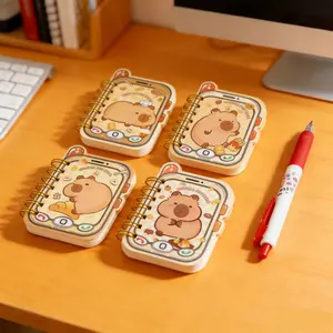 Capibara phone-shaped pocket notepad, cartoon color page spiral notebook, portable notebook, index tab