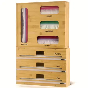 Storage Bag Storage Box Aluminum Foil and Plastic Wrap Storage Box Dispenser with Cutting Machine Kitchen Storage Box Storage Box Dispenser for Kitchen Drawer Locker Gallon Quart Snack Sandwich