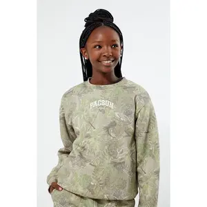 PacSun Kids Camo Crew Neck Sweatshirt - Green Patterned Design, Casual Style, Comfortable Fit, Ideal for Kids