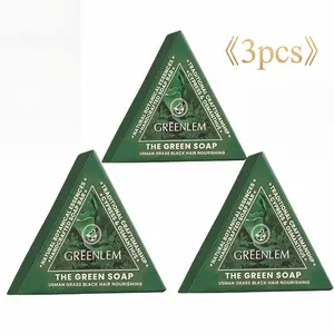 3-Pack Natural Triangular Shampoo Bars - Usman Herbal Formula with 7-Green Fragrance, Smoothness-Boosting, Suitable for All Hair Types