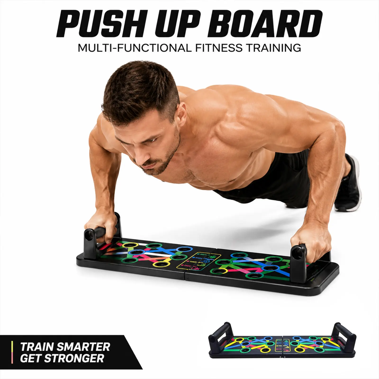 Push Up Board Fitness Kit - 30-Hole Unisex Compact Portable Exercise Machine for Home Workout, Customize Exercises, Easy-to-Use Upper Body Toner for Chest, Arms & Core, Functional Home Gym Equipment