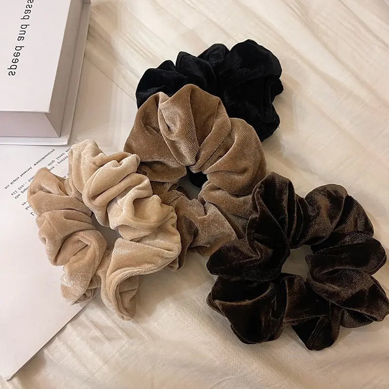 4PCS Velvet Hair Scrunchies for Women, Large Soft Elastic Hair Ties for Ponytails, Buns, Work, Travel & Daily Styling