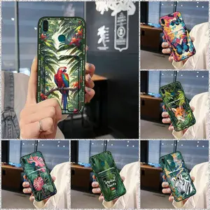 Silicone TPU Phone Case For Huawei Y9 2019/Enjoy 9 Plus Card slot Back Cover Durable Shockproof Anti-knock protective Full wrap Waterproof Cover Card bag Graffiti Cute Anti-dust