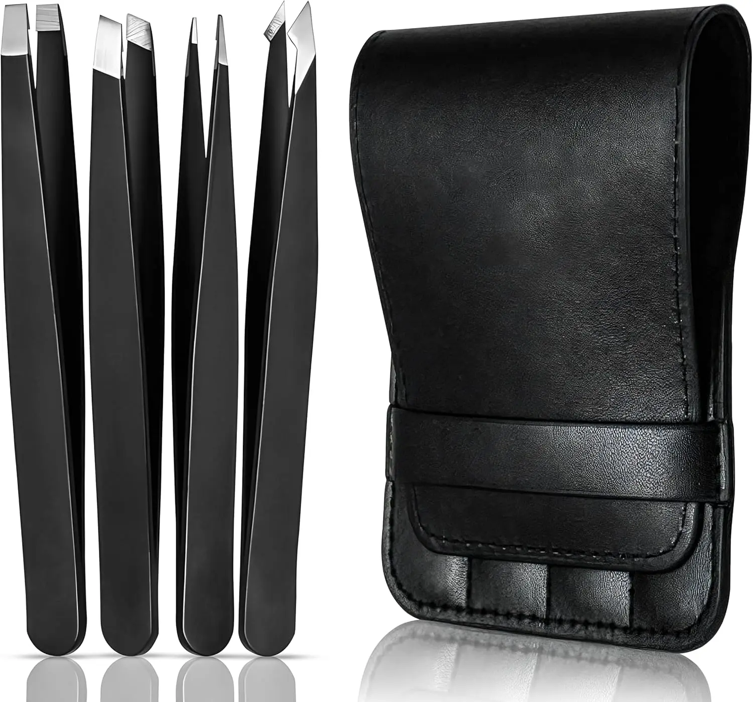 4-Pcs Stainless Steel Tweezers Set - Durable, Rust-Proof Makeup Tool for Eyebrow Grooming, Blackhead Removal, Hair Removal, Daily Use Unisex Facial Care