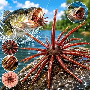 20-Pack TPE Biomimetic Soft Floating Sea Urchin Fishing Lures, Durable Artificial Baits with Realistic Topwater Strike Action for Freshwater Bass Angling