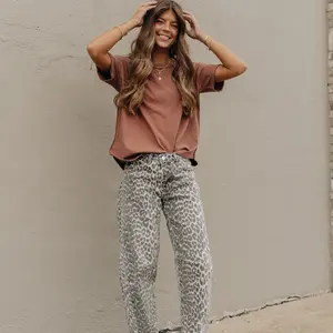 Beige Animal Print Jean - Stylish and Comfortable Denim for Everyday Wear
