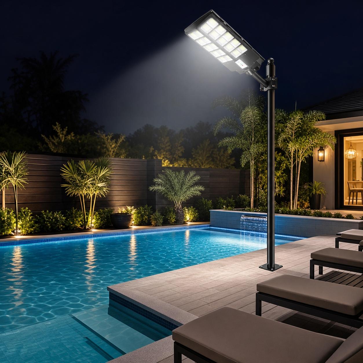 Outdoor Solar LED Street Light with Motion Sensor, IP65 Waterproof Dusk to Dawn Security Light, Remote Control for Garden, Garage, Farm, Patio, Parking Area