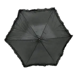 Black Umbrella with Ruffle 14.5" (Each)
