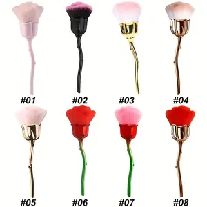Professional Rose Flower Nail Dust Brush Ultra Soft Nylon Dust Brush Cleaner Tools Rose Shape Nail Brush Cleaning Supplies Manicure Tool Accessories Flower Design Nails
