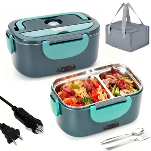 3 in 1 Electric Lunch Box, 1 Set Portable fast Heating Lunch Box with Detachable inner Tank & Storage Bag & Cutlery, suitable for Cars Trucks, offices, Outdoor