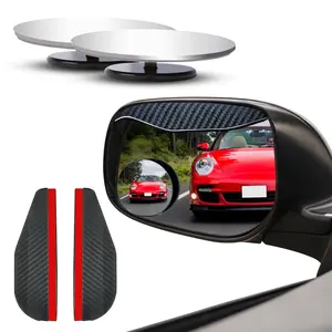 EcoNour 2-Pack Car Blind Spot Mirrors, 2" Circular Convex HD Glass Lenses with Rain Visors, Adhesive Backing, Adjustable Base
