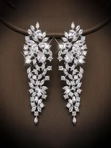 Rhinestone Decorated Dangle Earrings, Elegant Long Drop Earrings for Party, Daily Clothing Decor for Girl, Trendy All-match & Exquisite Jewelry for Birthday Gift, High Quality Earrings