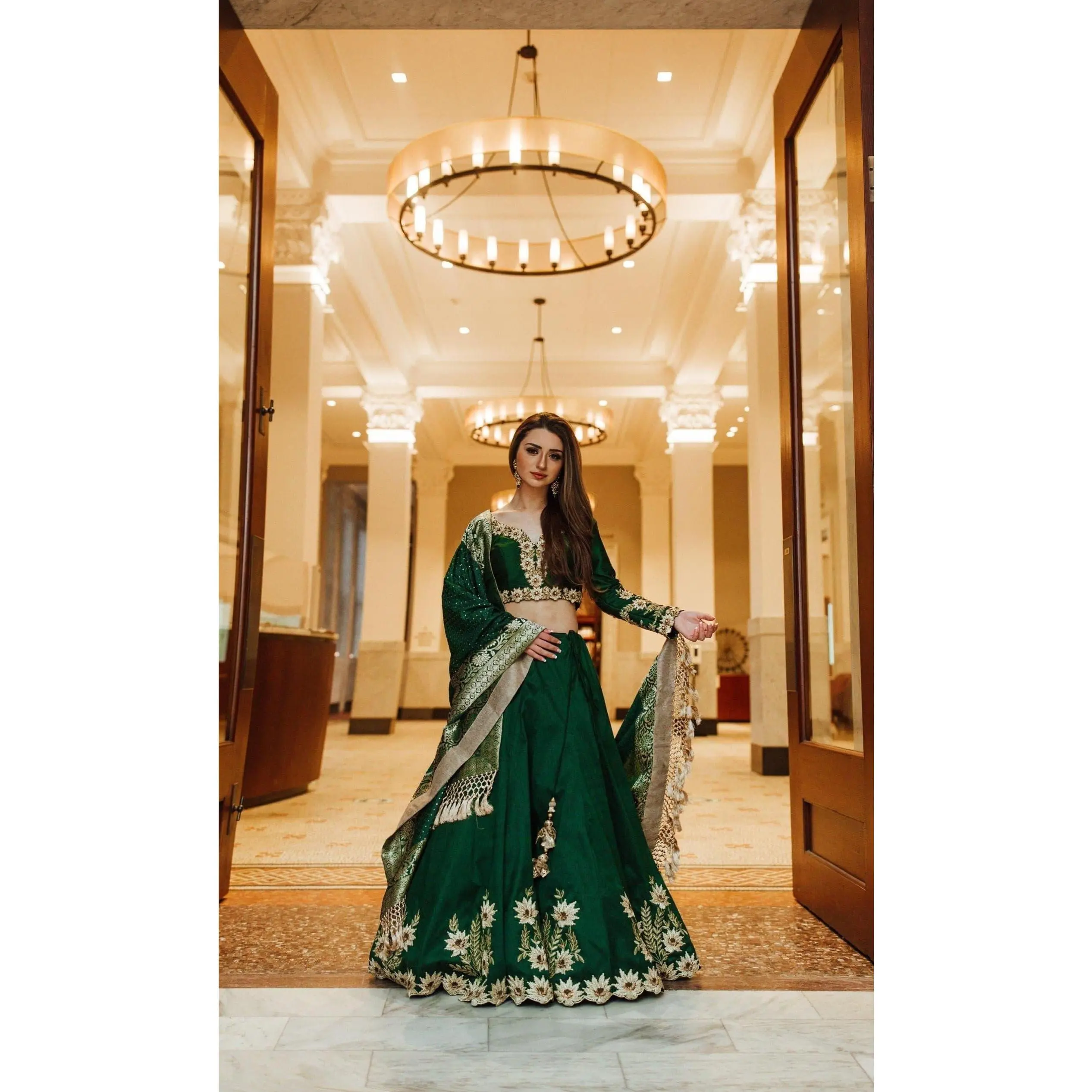 Andi Green Silk Lehenga Choli with Heavy Embroidery