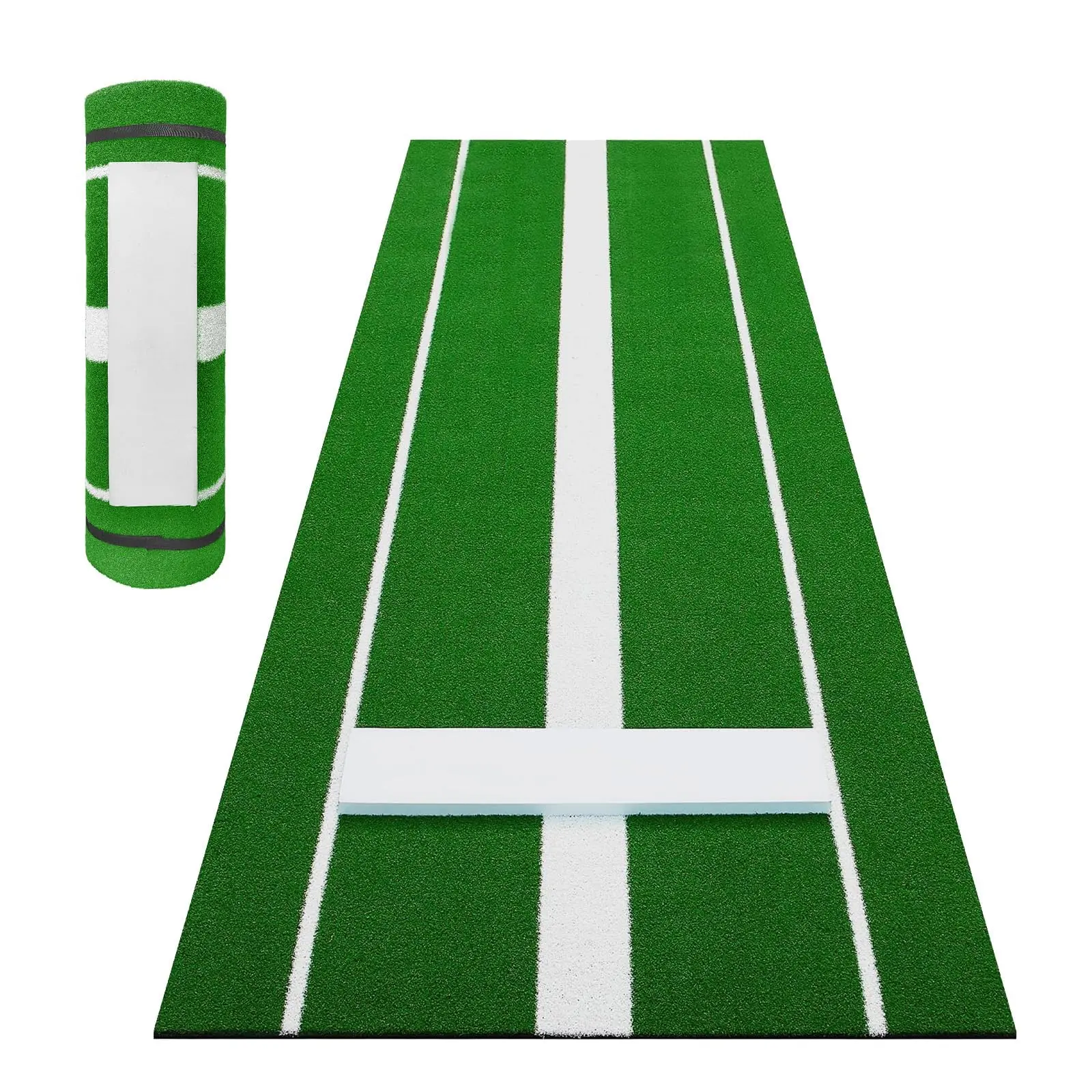 Garvee 10x3 ft Professional Softball Pitching Mat, Portable Professional Softball Pitching Mound with EVA Base & Dense Turf for Indoor Outdoor Pitching Lane Softball Training Aid, Green