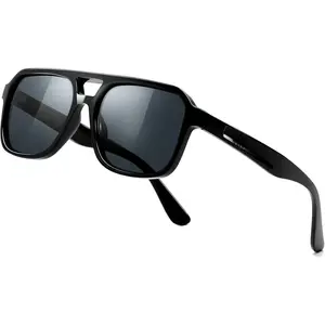 SUNGAIT Men's Sunglasses Retro Square Aviator Shades Thick Frame Polarized UV400 Protection Sunnies for Driving Fishing Beach Outdoor Activities SGT546