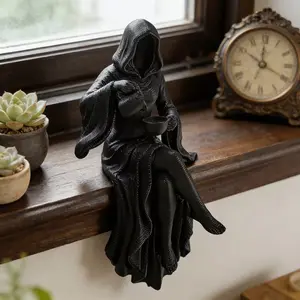Dark Gothic Death God Sculpture, Craft Decorative Figurine, Unique Gift for Horror Fans, Medieval Goth Art Piece, Halloween Decoration, Resin Decor