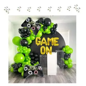 107PCS Game On Balloon Garland Arch Kit – Black & Green Video Game Party Decorations for Gamer Birthday, Father’s Day & Level Up Theme Party Supplies
