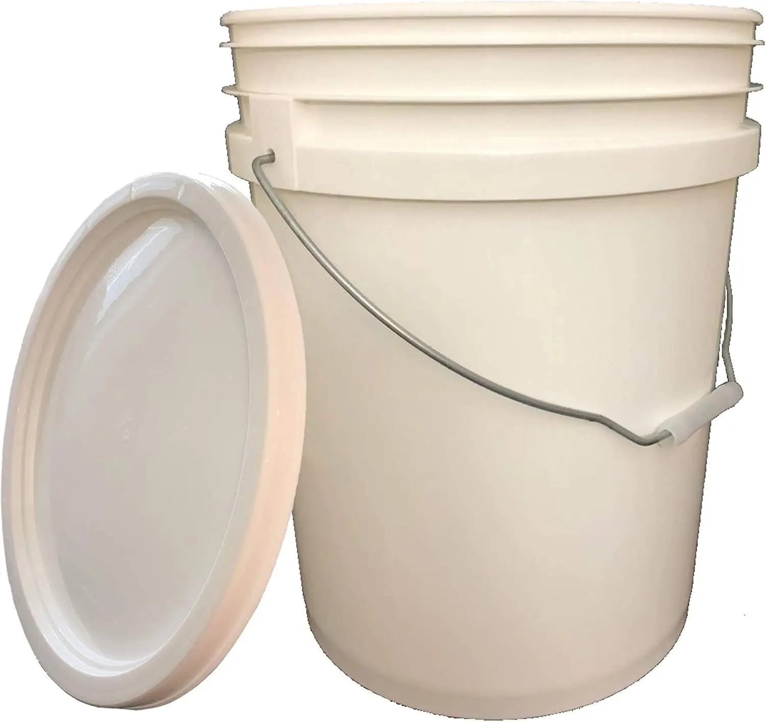 Outdoor 5 Gallon Bucket with Lid - Durable All Purpose Pail (White, 1) Perfect for Fishing Trips, Boating, Camping, RVs, Home, Garage, or Job site use