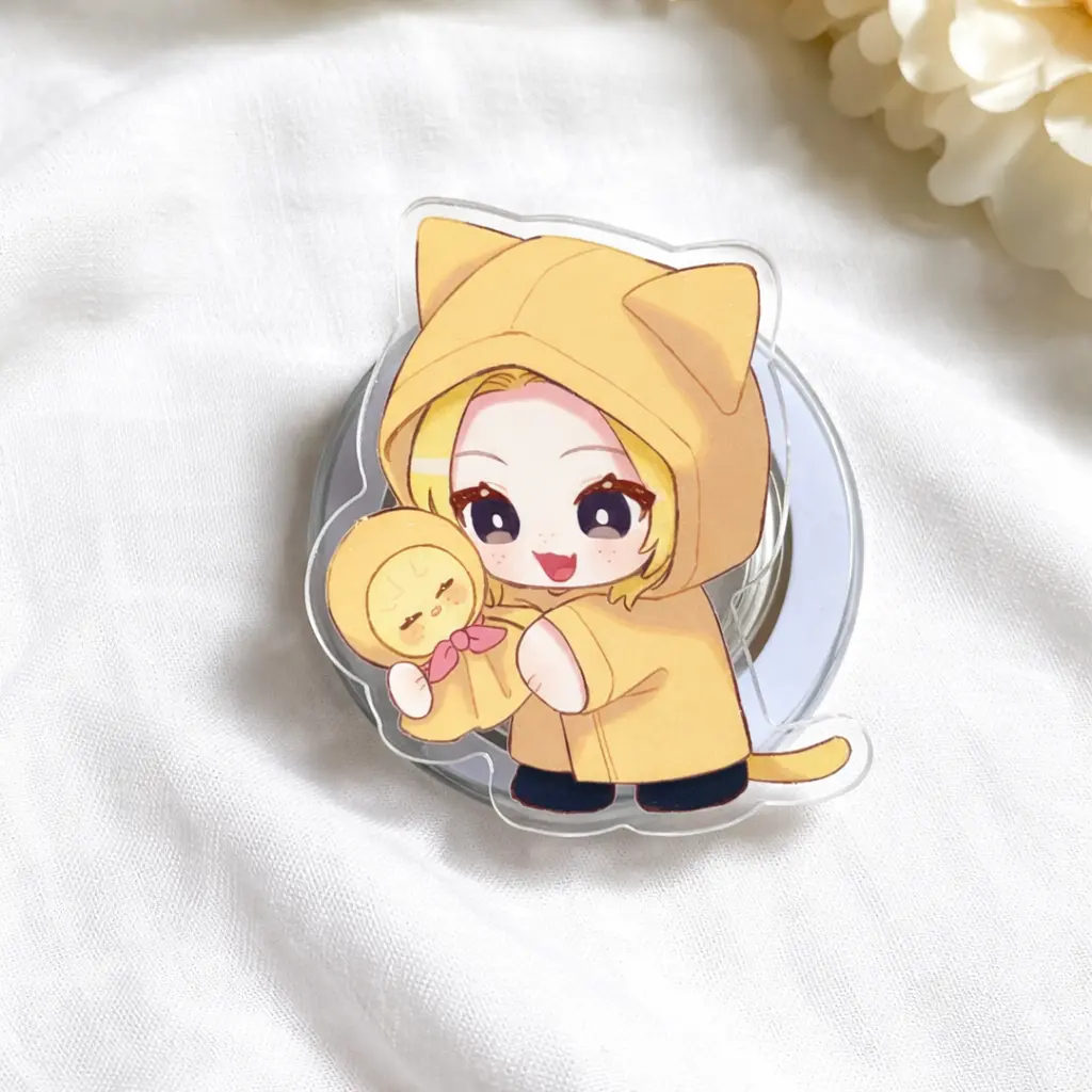 SKZ Felix Kawaii Cat Hoodie fan kpop  MagSafe Phone Grip, Cute Anime Kitty Magnetic PopSocket Stand for iPhone & Kindle, Gift for fan