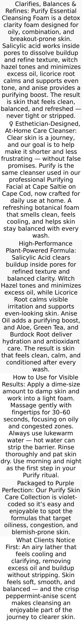 "Purify" Detox Clarity foam Essential Cleanser - Skin Specific Blends, 80ml — Witch Hazel • Salicylic Acid • Licorice Root Extract