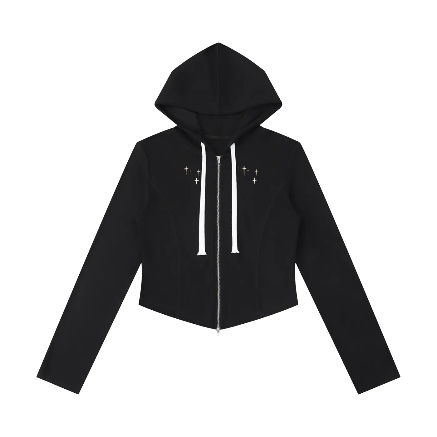 Stone Code Slim Cropped Full Zip Hoodie