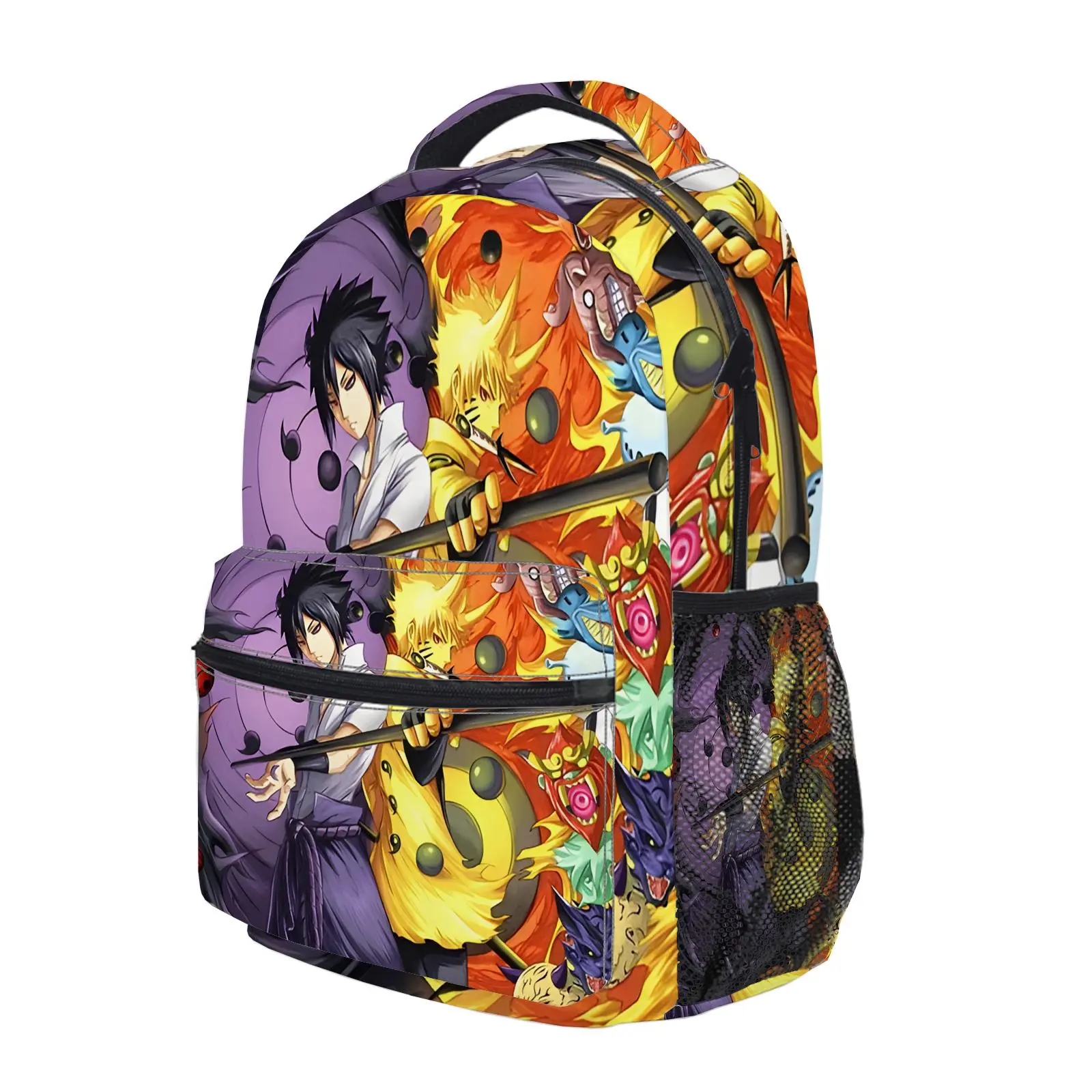 Sasuke Y2K Fashion School Backpack for Teen Girls, Cute Cartoon Aesthetic Student Bookbag with Padded Shoulder Straps, Large Capacity Casual Daypack and Travel Bag for Kids L-137