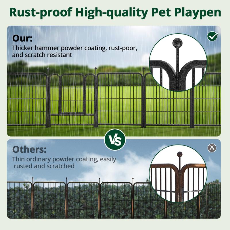 PETEMPO Portable Dog Playpen 8 Panel, for Indoor & Outdoor Use - 32/40 Inch Metal Pet Exercise Pen, Foldable Puppy Fence for Camping, RV Travel & Patio, Adjustable Kennel Cage for Small, Medium & Large Dogs, Children's playpen