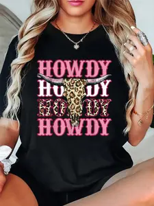 Howdy Southern Western Girls Country Rodeo Cowgirl Vintage T-Shirt women's graphic tees
