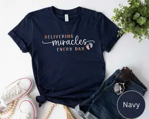 Delivering Miracles Labor And Delivery Nurse Shirt, L&D Nurse, Doula, Birth Nurse TShirt, L and D Nurse Gift Casual Style;Retro Styles