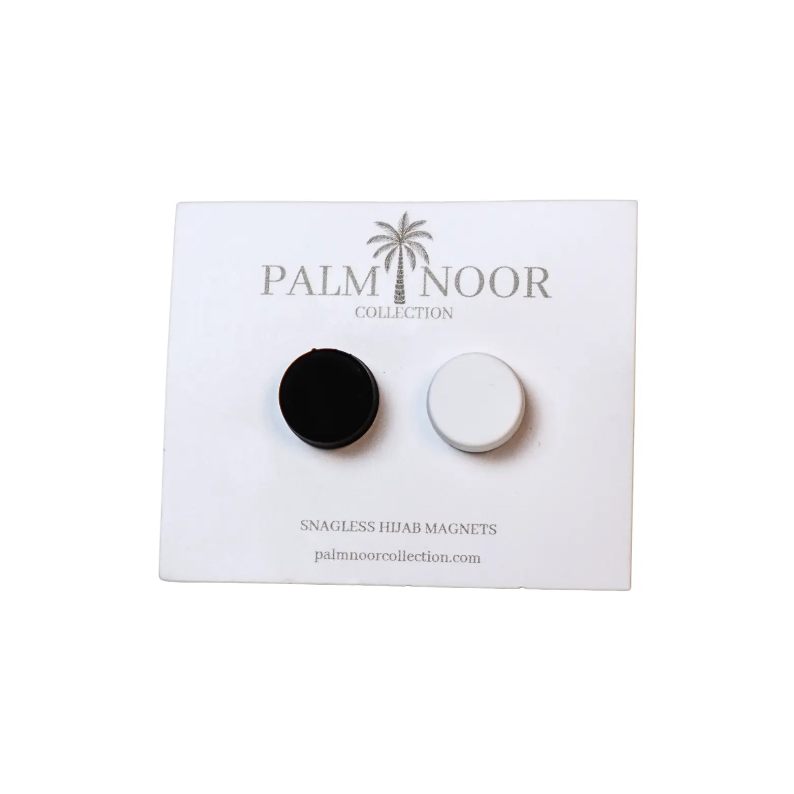 Matte No Fabric Damage Hijab Magnets - 2 Black & White Pairs, Nickel-Free Hypoallergenic Skin-Friendly Decorative Secure Hijab Pins for Sensitive Skin, Matte Finish, Slip-Resistant, Wearers Of Hijab