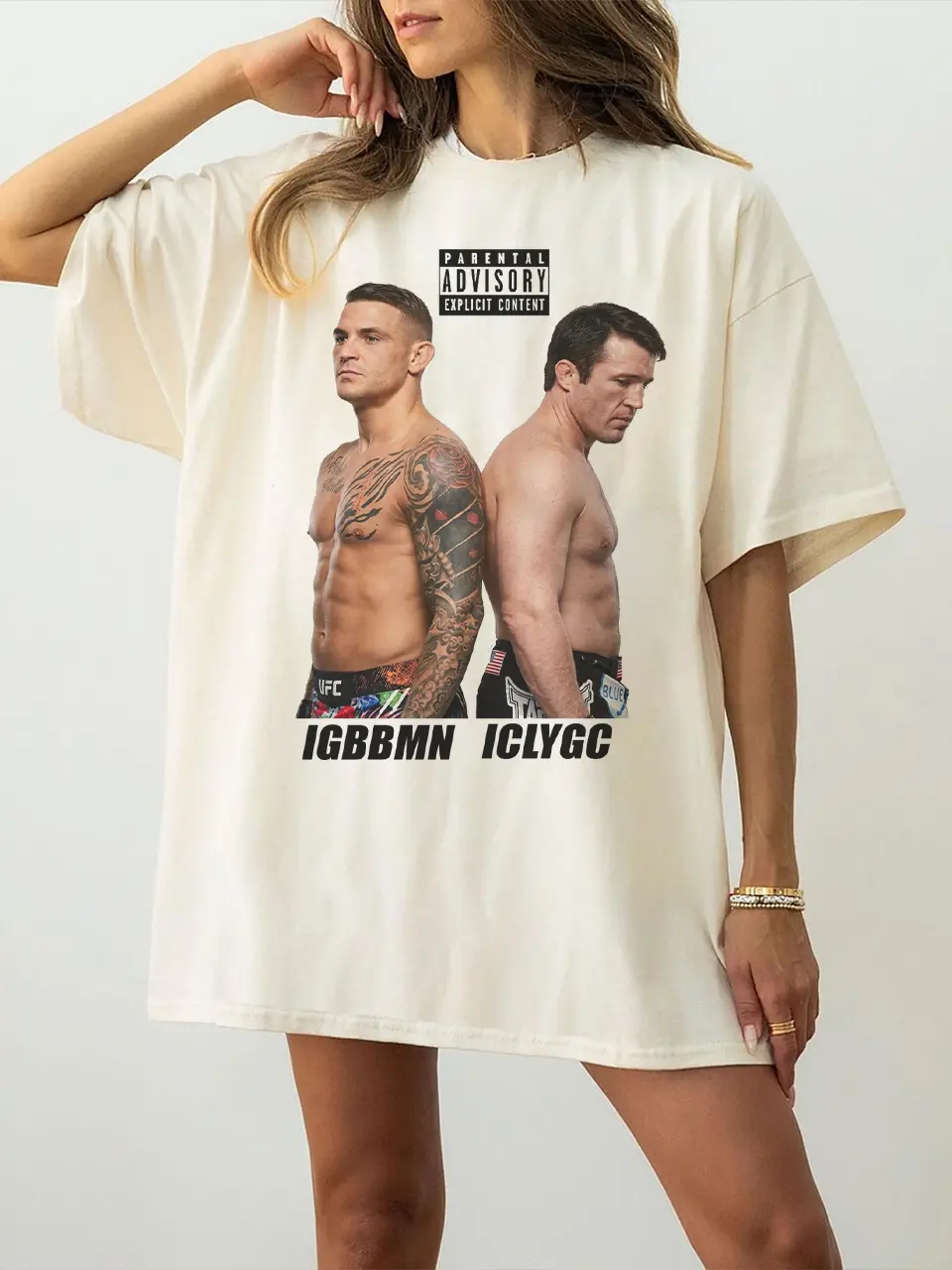 Dustin Poirier IGBBMN & Chael Sonnen ICLYGC funny shirt, retro sports cotton tee, Crewneck Day Oversized, Women Top 90s Style Tee, TikTok Shop