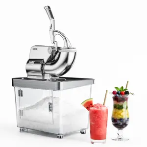 Commercial Ice Crusher Machine w/ 4 Blades, 750 lbs/hr Ice Shaver with 2 lbs Hopper Capacity – 350W Stainless Steel Snow Cone Machine for Home, Bars, Cafes, Parties