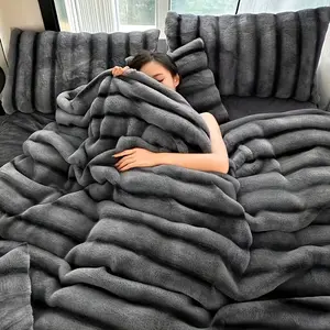 ORHOPUI Flannel Blanket Ultra-Soft Lightweight Warm Plush Cozy Throw for Sofa Bed Couch Home & Outdoor Use Classic Stripe Pattern Unmatched Comfort