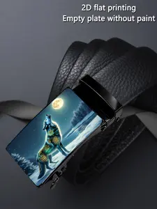 Men's Casual Business Shirt, Wolf & Full Moon Print Design, Automatic Buckle Closure, Perfect Father's Day Gift, Valentine's Day Present, Casual Chic Minimalist, Menswear