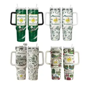 Masters Tournament 40oz Tumbler With Handle, Golf Lover Travel Mug, Insulated Golf Cup With Straw, Golf Fan Gift water bottles
