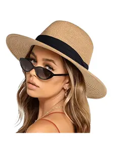 Unisex Simple Style Plain Color Wide Brim Straw Hat, Casual Trendy Straw Hat for Women & Men, Fashion Accessories for Daily Wear, Sombrero Panama